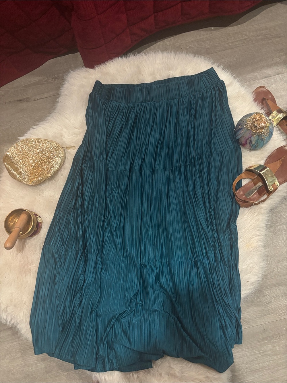 torrid Teal Pleated Midi Skirt